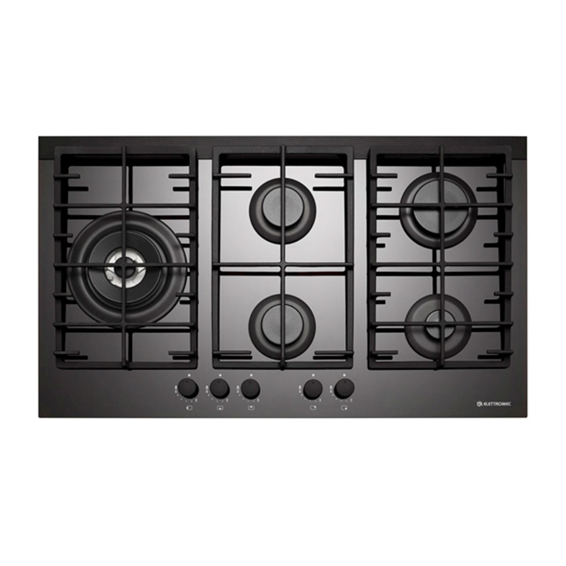Cooktop a Gás Elettromec 5 Bocas Tripla Chama Vitrocerâmico Preto 87cm